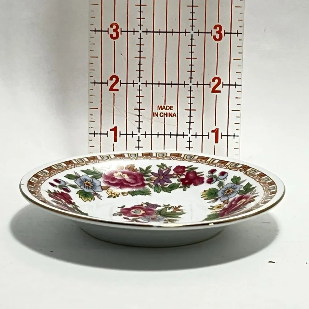 Mid Century Floral Chinese-Jingdezhen-Demitasse Saucer 4.5”